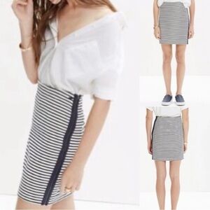 Madewell XS Striped Pencil Skirt Blue/White Eventide High Waist Office Casual